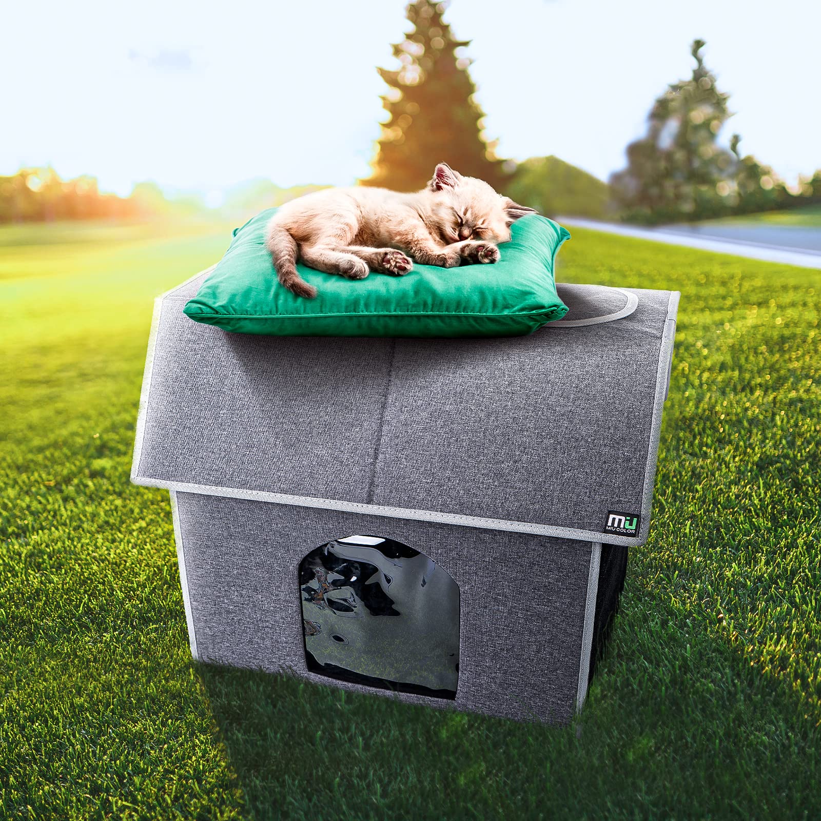 Buy MIU COLOR Outdoor Cat House, Large Weatherproof Cat Houses for
