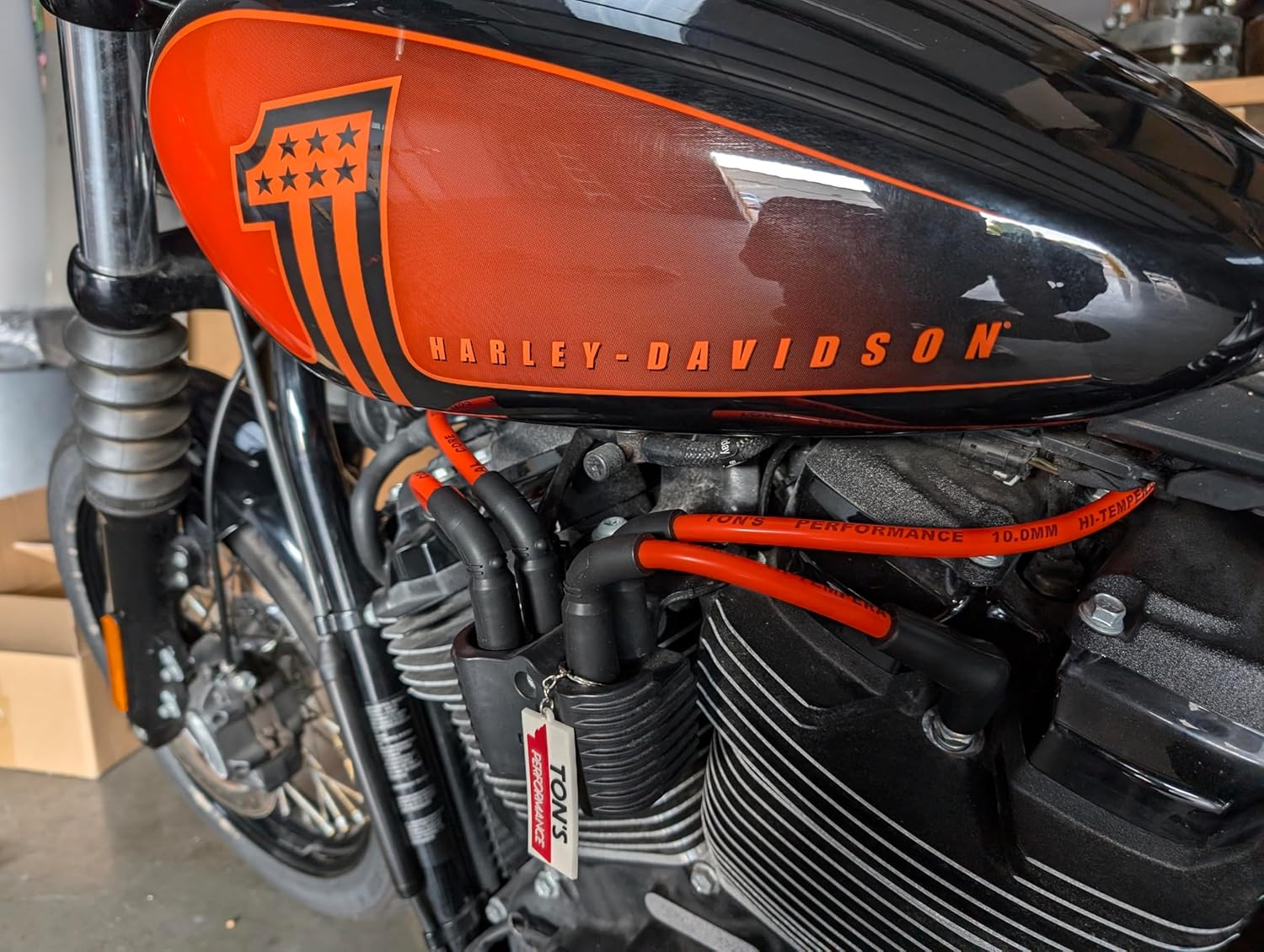 Orange 10mm Spark Plug Wires Silicone Compatible with Harley Davidson Softail 2018+ FX FXST 2024+ Road King/Street Glide M8 Milwaukee 8, TONS-18M8FXFL-OR-10MM