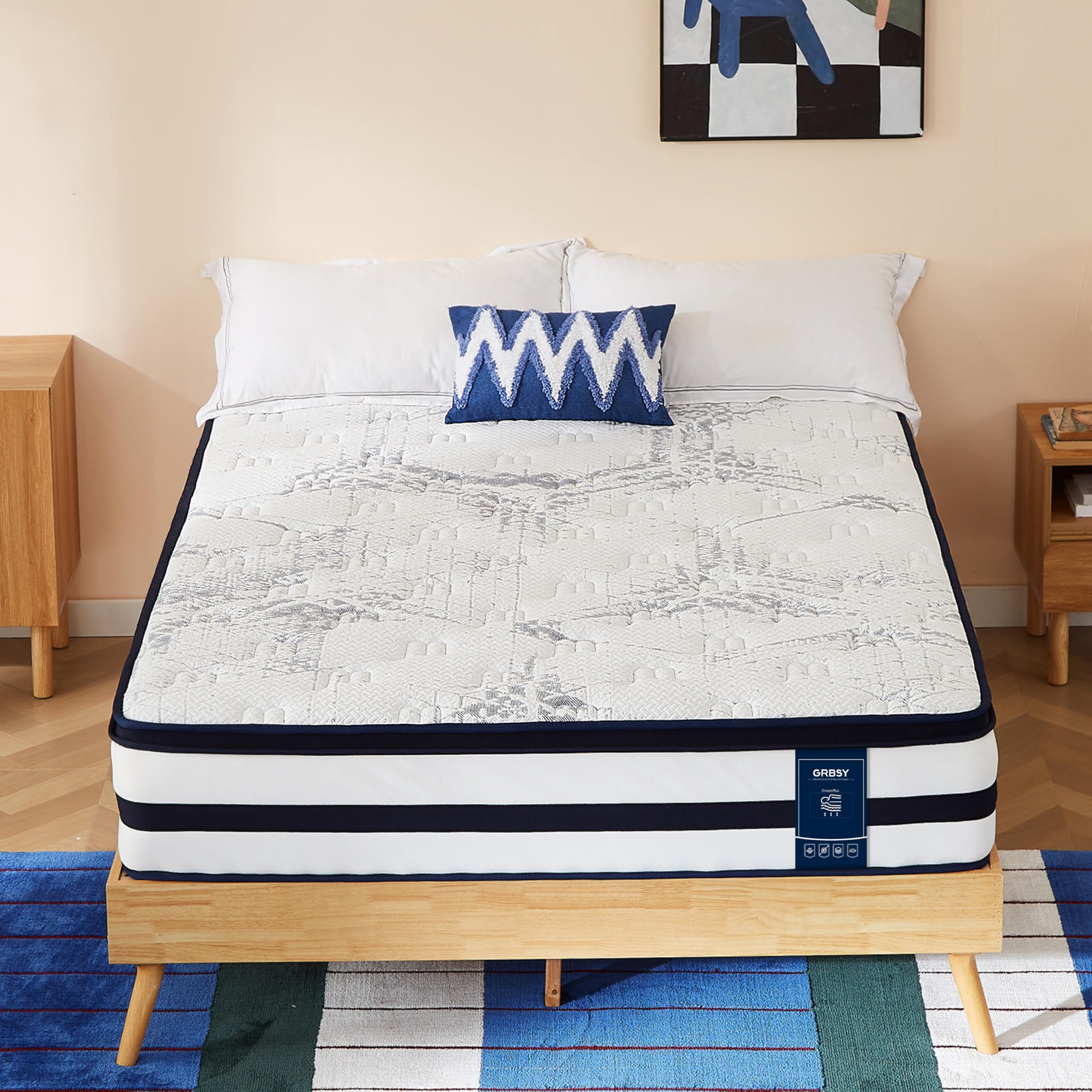 Materasso Piazza Francese 140x190, 30 cm Ibrido Molle Insacchettate | Lattice & Gel Memory Foam, supporto a 9 zone, rigidità media, traspirante, bordi rinforzati, isolamento del movimento