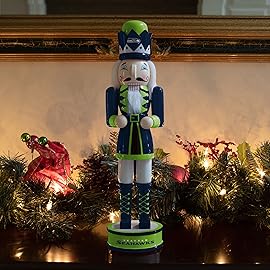 FOCO NFL Seattle Seahawks Team Logo 14 Holiday Nutcracker, Version 2, One Size