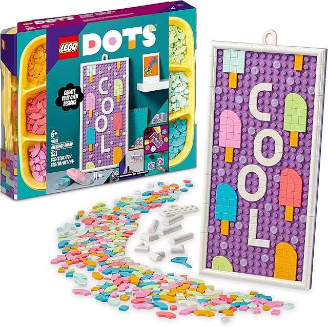 LEGO 41951 DOTS Message Board, Customisable Notice Boards, Bedroom Door Sign Idea, Craft Kit for Kids, DIY Toy Canvas Room Décor