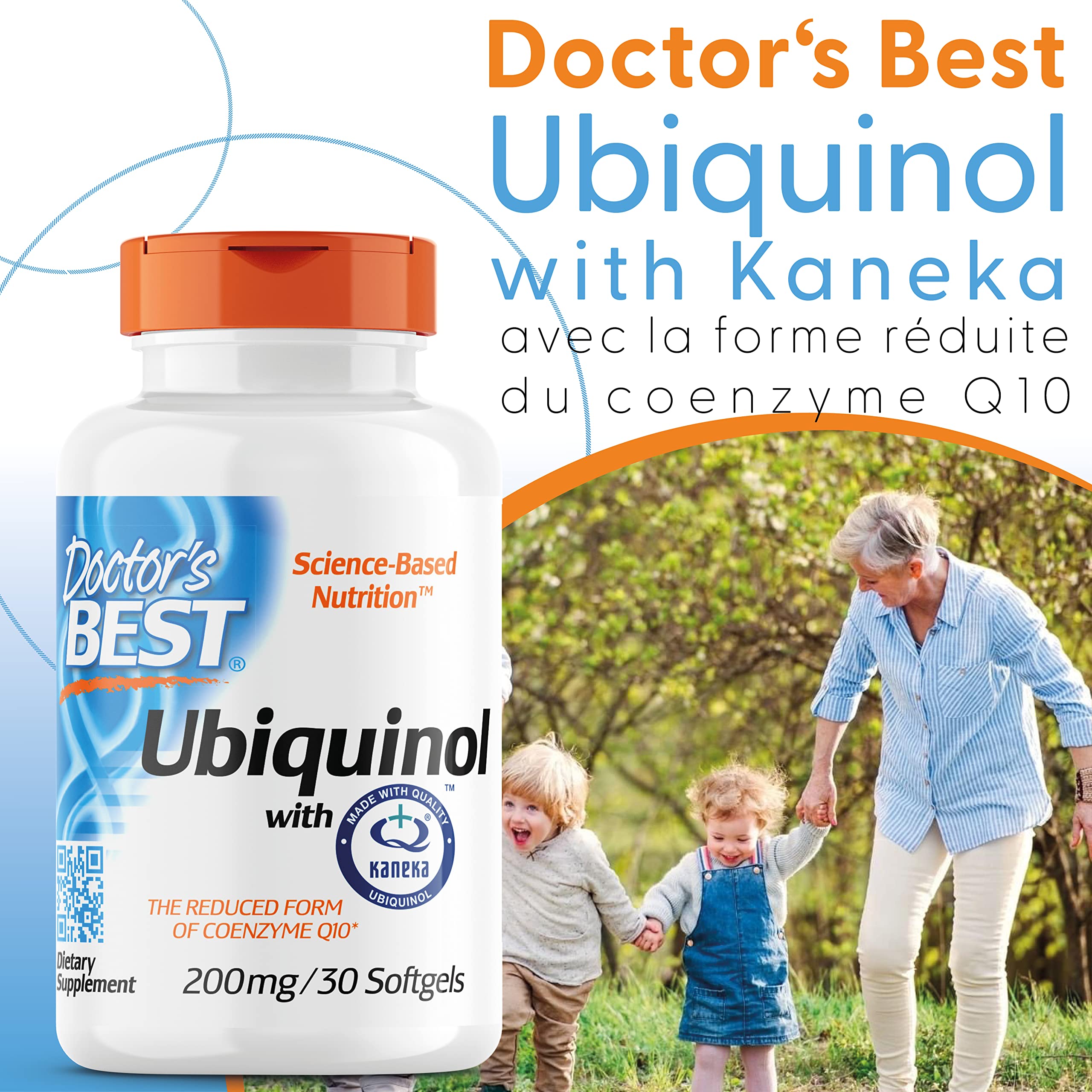Doctor's Best, Ubiquinol, avec Kaneka QH Ubiquinol, 200 mg, 30 Capsules, Coenzyme Q10, Hautement Dosé, Sans Soja, Sans Gluten, Sans OGM