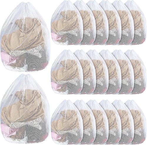 Bolsas de malla para lavandería con cordón de 20 x 24 pulgadas, lavables a máquina, bolsa de malla blanca resistente y grande para lavandería, para