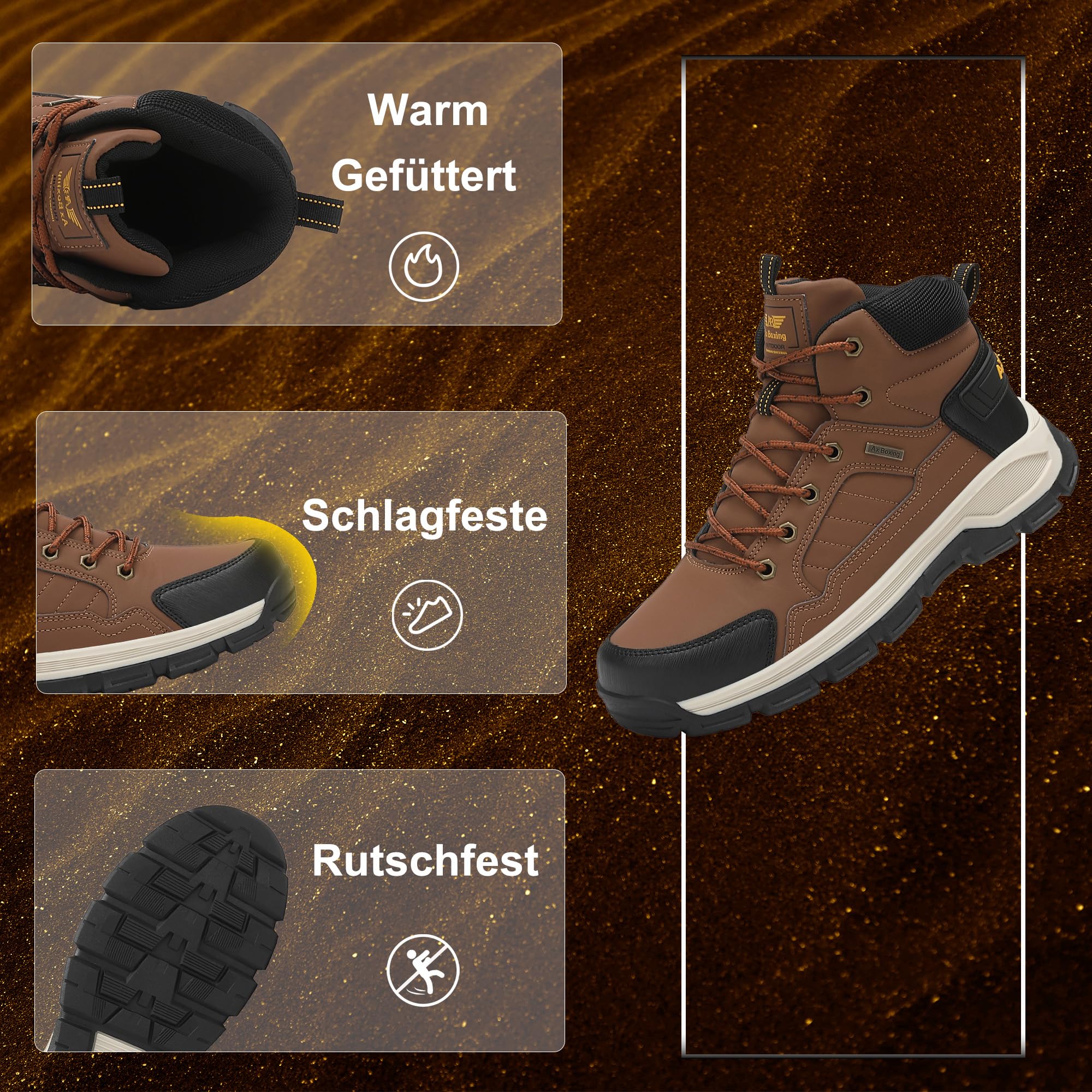 AX BOXING Scarpe Uomo Invernali Stivali Caldo Scarponcini Trekking Antiscivolo Scarpe de Neve Comode Stivaletti Outdoor