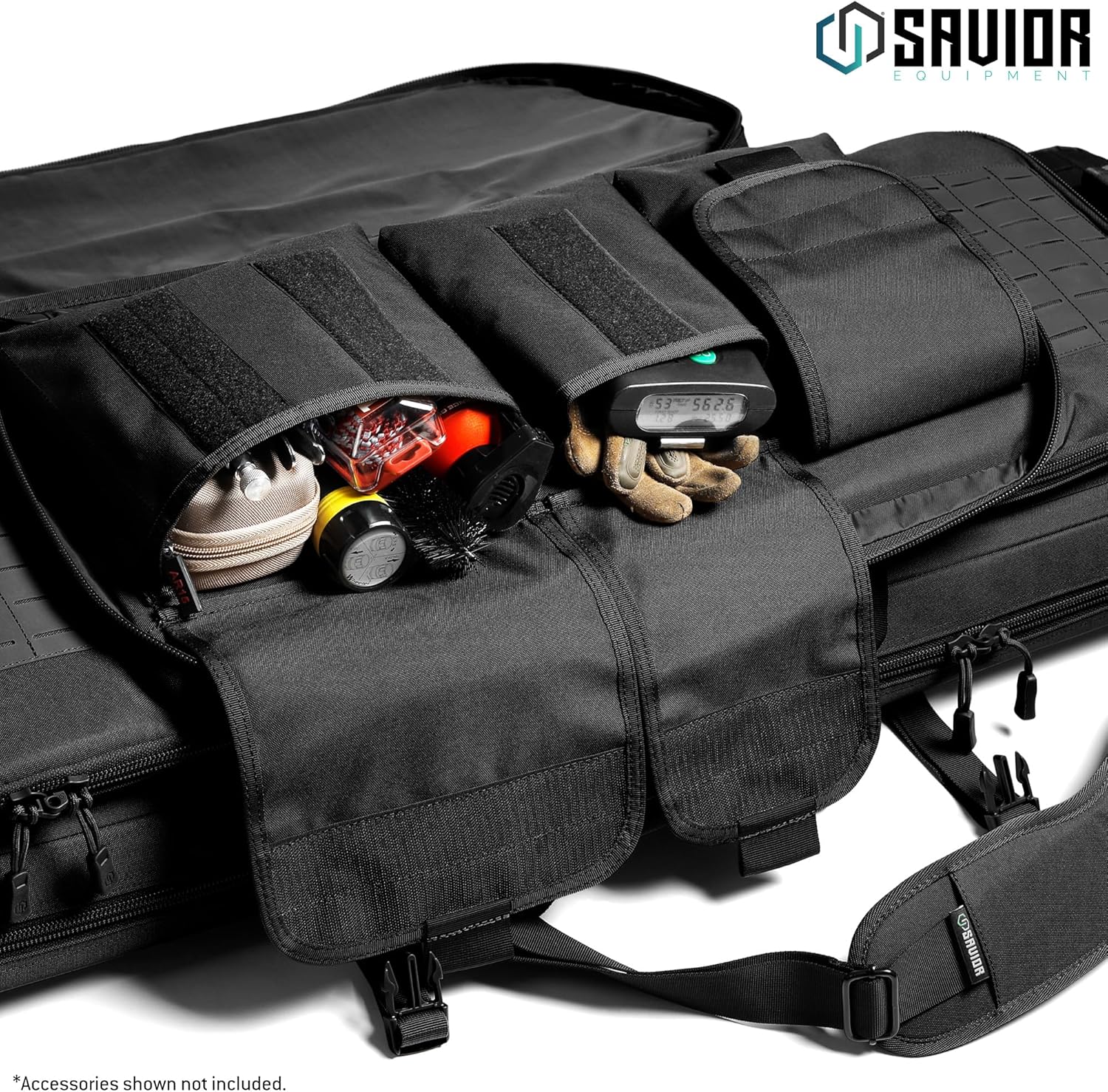 Savior Equipment Specialist Series Tactical Double Long Gun Bag Case Backpack 4 Pistol Handgun Storage, Lockable Zippers, Padded Drag Handles, w/Adjustable Shoulder Strap, 42 Inch Obsidian Black - Image 4