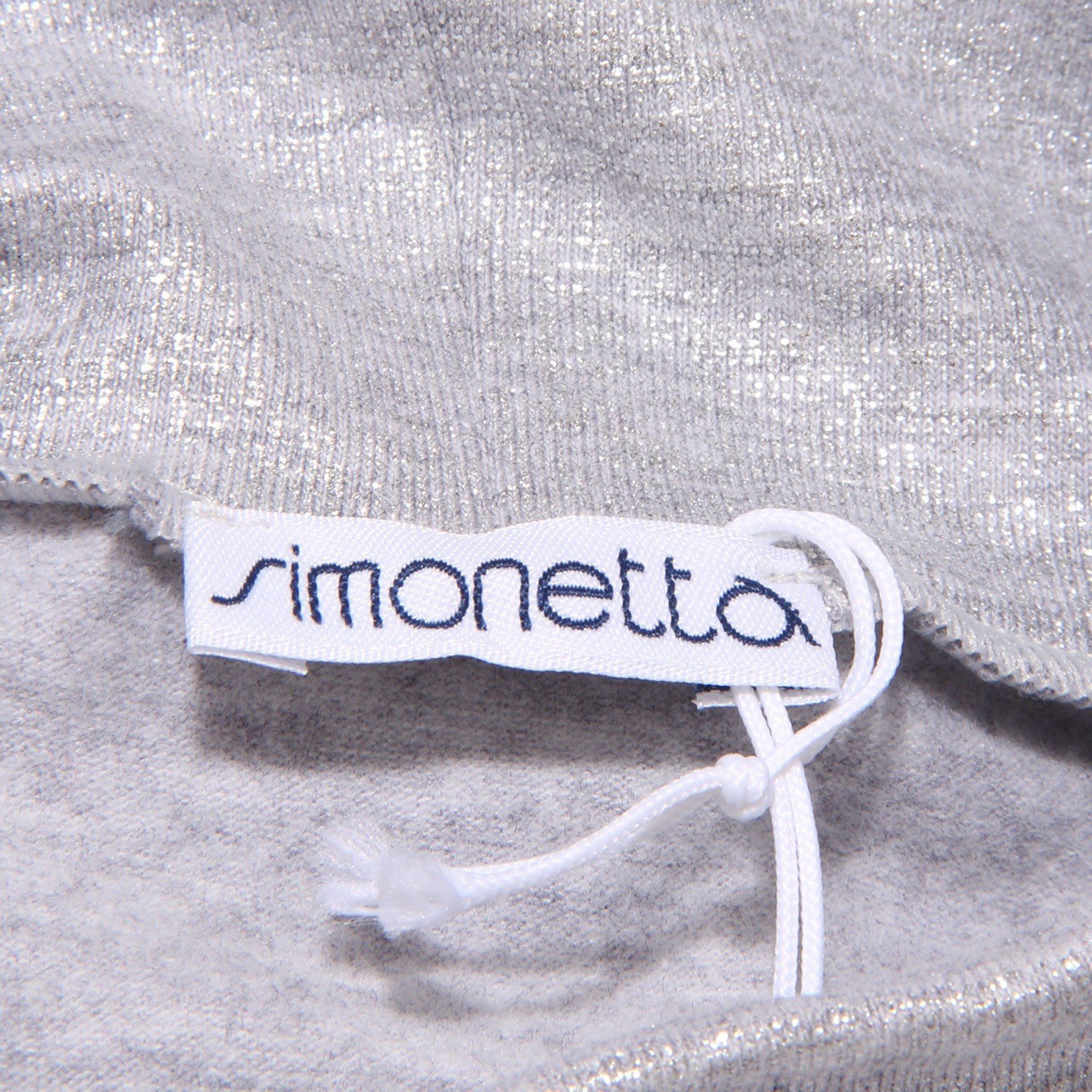 Simonetta 0929W Maglia Bimba Cotton Silver Lurex Turtleneck t-Shirt Kid