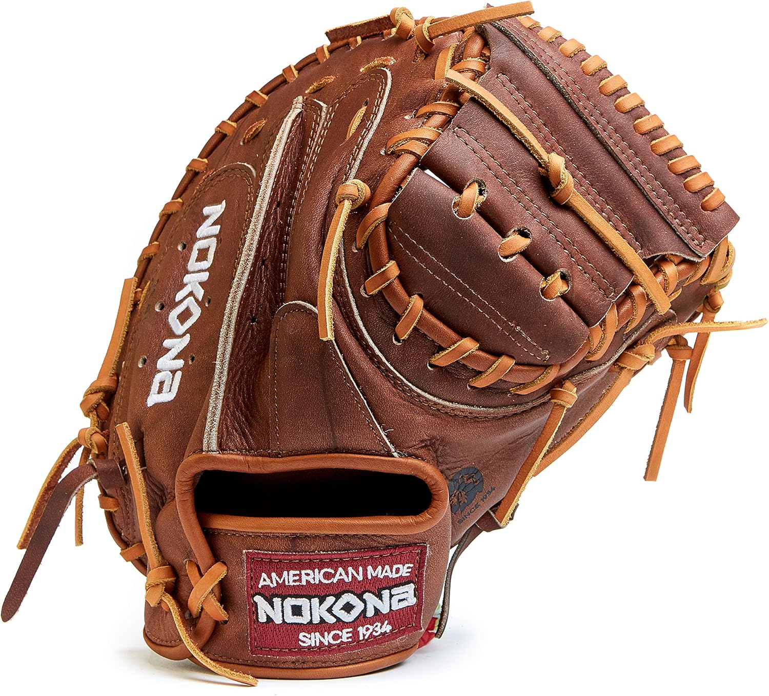 Nokona W-3350C Handcrafted Walnut Baseball Catcher's Glove - Closed Web, Adult 33.5 Inch Mitt, Made in The USA