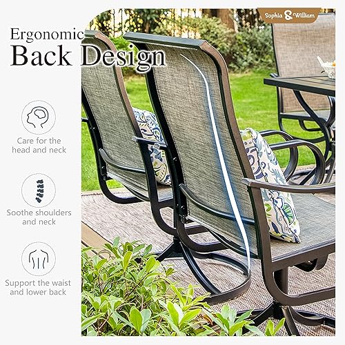 Miniatura 4 de Sophia  William Juego de 4 sillas giratorias de patio textileno soporte de movimiento ligero de 300 libras muebles de exterior para césped jardín