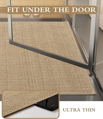 Miniatura 3 de YIHOUSE Juego de alfombras de baño de 3 piezas, color beige, ultrafinas para debajo de la puerta, absorbentes, de secado rápido, juego de tapetes de