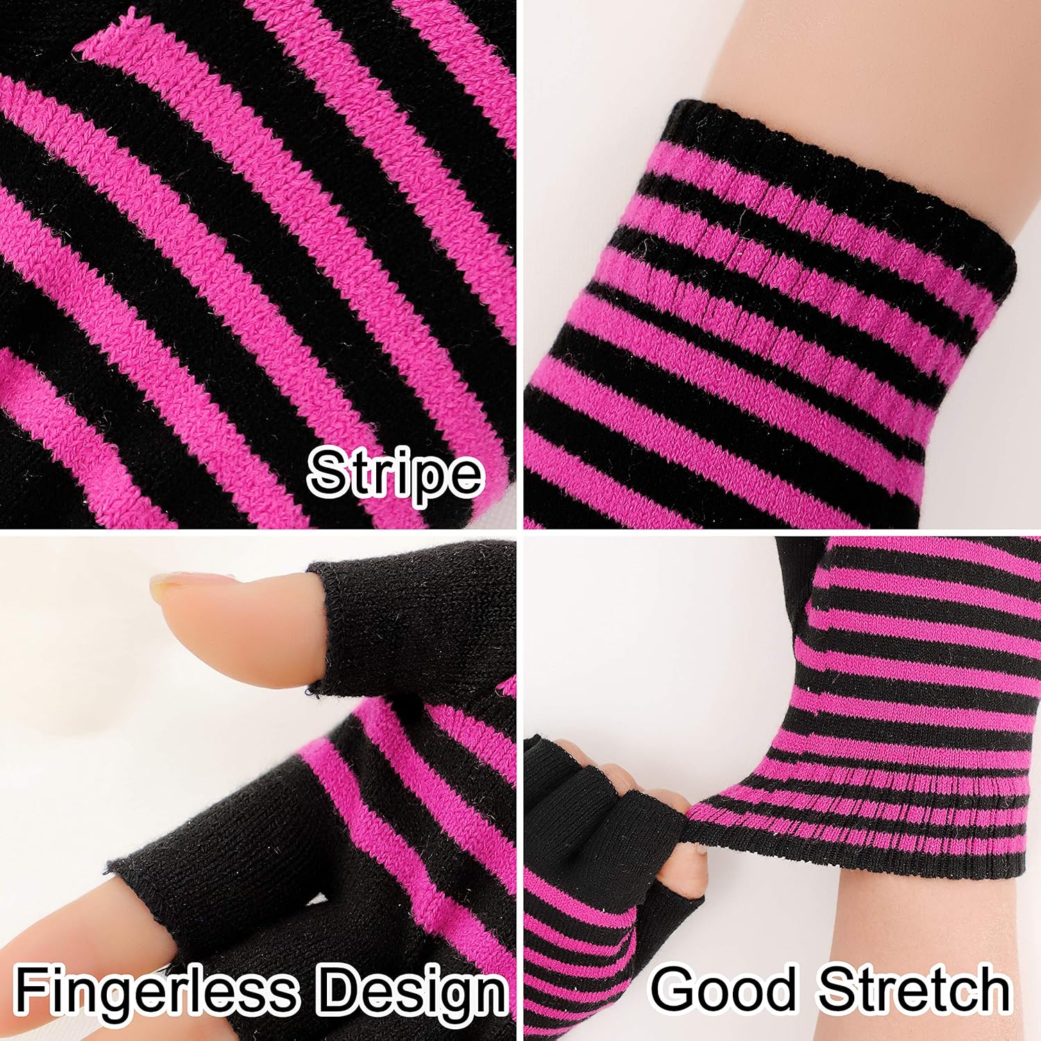 Bienvenu Unisex Stretchy Fingerless Hand Warmer Skeleton Gloves - Image 4