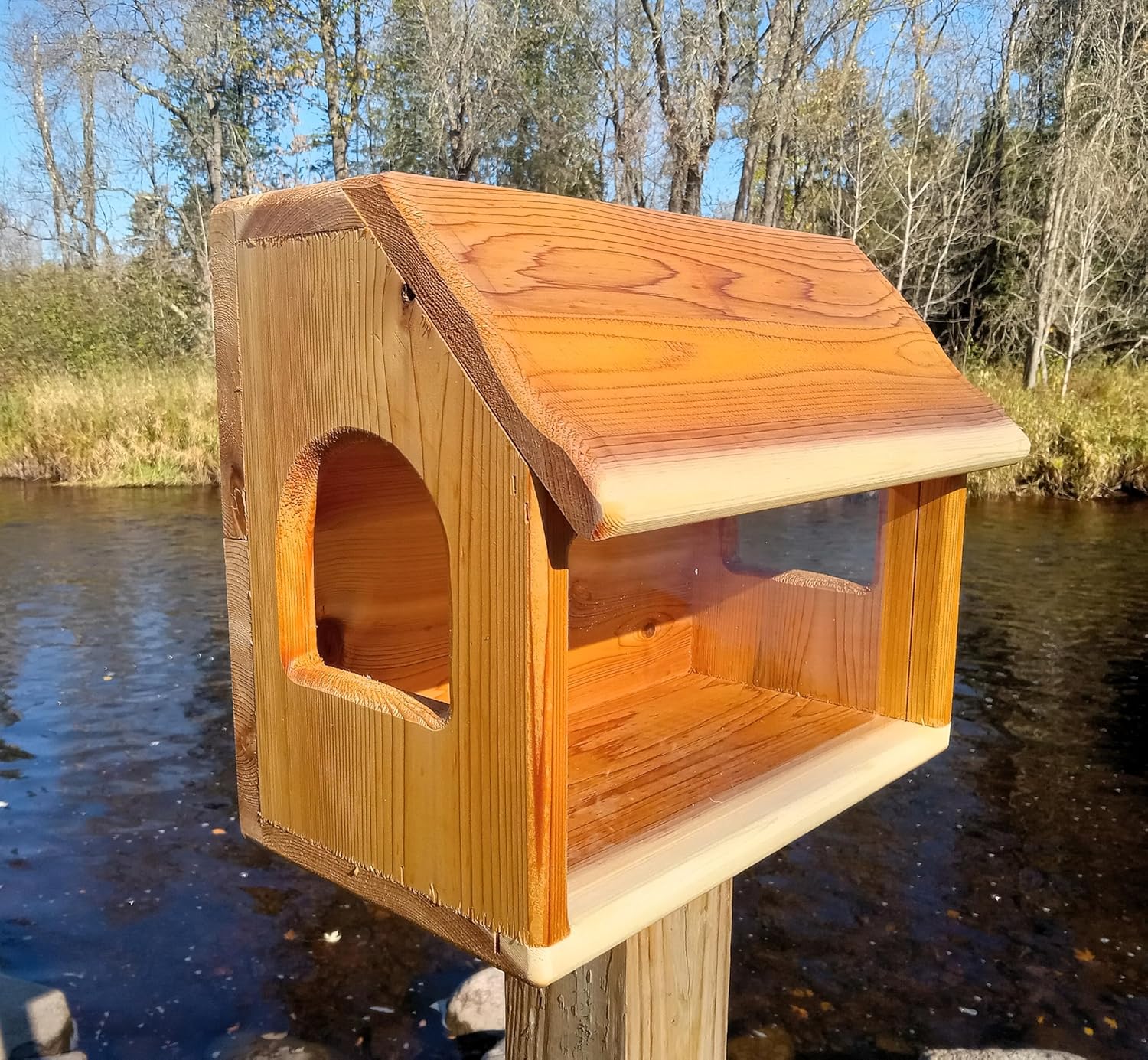 Very Large Fence, Tree Mount, or Post Mount See Through Squirrel Feeder Cedar Wood