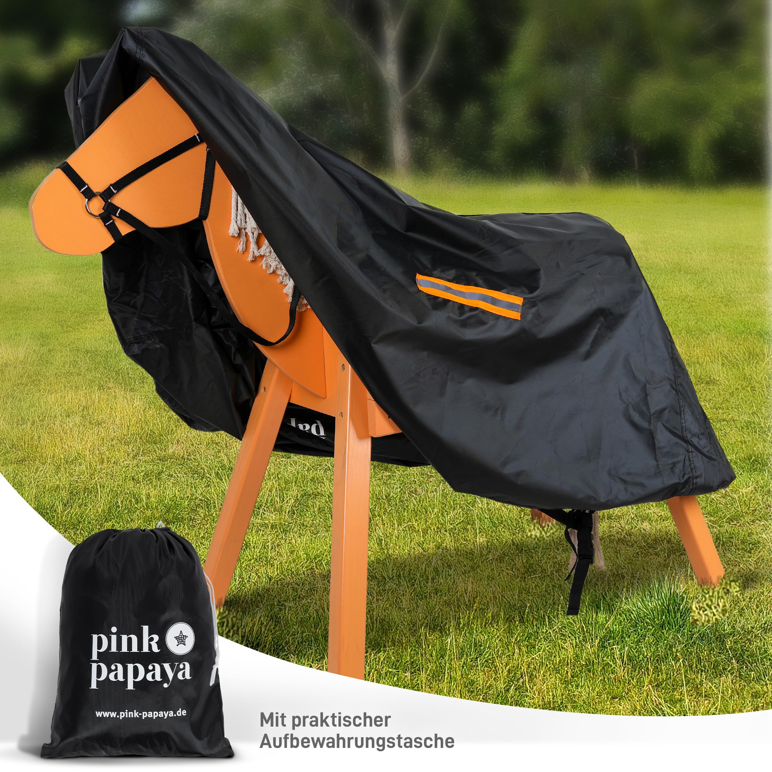 Pink Papaya Abdeckung für Holzpferde, wasserabweisende Schutzhülle für Outdoor Spielpferde, langlebiger Wetterschutz, Abdeckplane für optimalen Schutz