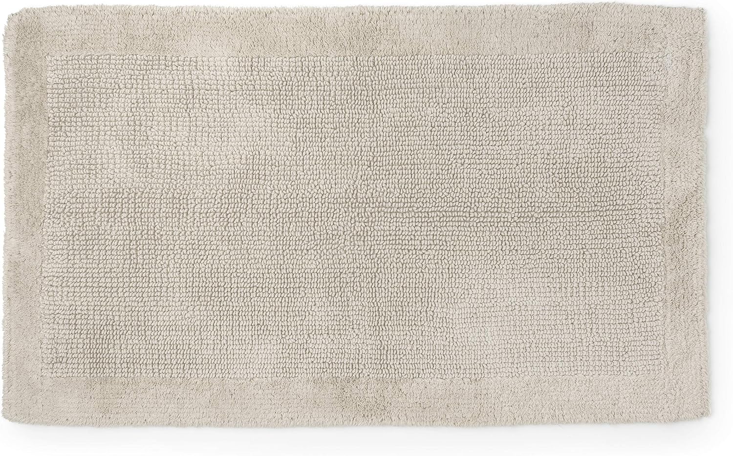 Welhome 100% Cotton Reversible Bath Mat Rug | Flax | 20" x 34"| Racetrack Pattern | Absorbent | Super Soft | Comfort | Quick Dry | Durable | Hotel Spa Bathroom Collection | Sustainable
