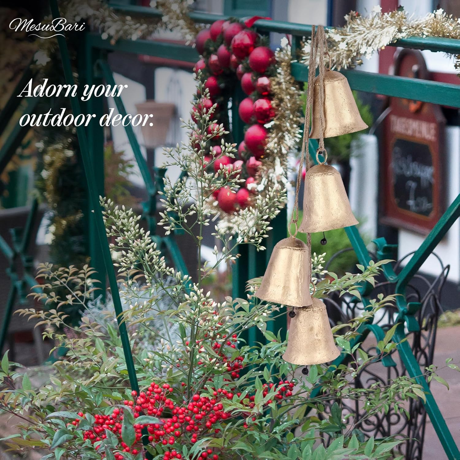 Decorative Harmony Rustic Wind Chimes Cowbells - 1 Piece with 4 Hanging Bells with Jute Hanging Rope for Home Decor, Wall Hanging and Christmas Decor - Image 5