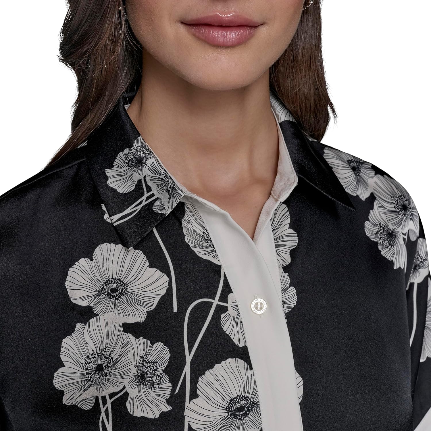 Karl Lagerfeld Womens Short Sleeve Collared Casual Soft Camp Shirt - Image 5