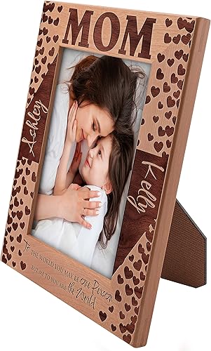 Miniatura 4 de Be Burgundy Marco de fotos personalizado para mamá de 4 x 6 pulgadas  Love You Since, regalos para mamá de hija e hijo, marco grabado personalizado