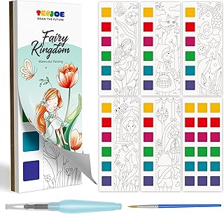 TECJOE Paint with Water Books for Kids with 20 Unique Fairy Tales, Pocket Watercolor Painting Book with 2 Brushes, Travel ...