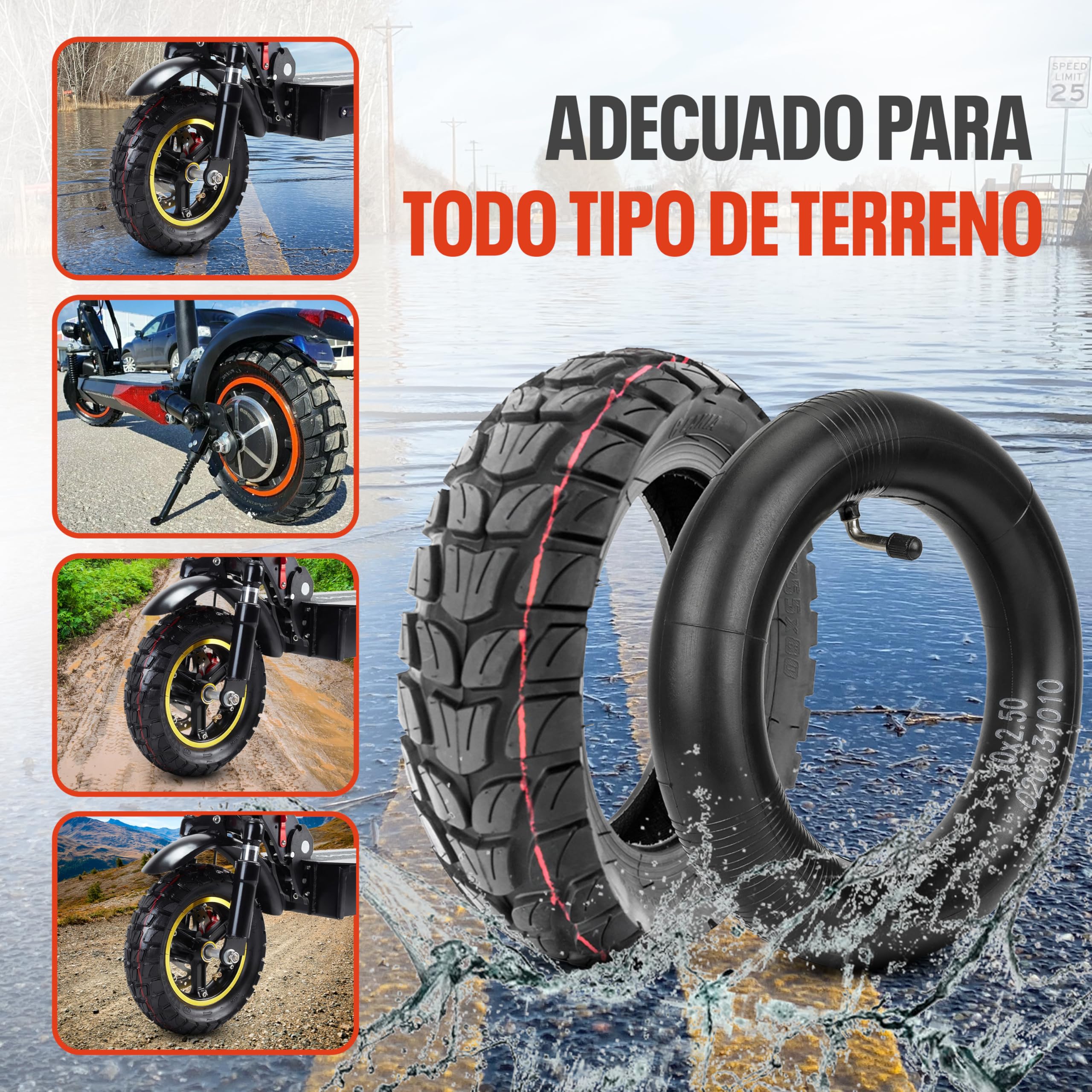 10 pulgadas Neumático offroad Kugoo M4 Dualtron VICTOR LUXURY EAGLE Speedway 4 Zero 10X Scooters eléctricos Minimotors (10X3.0 80/65-6 255X80) 1 Neumático+1 Cámara