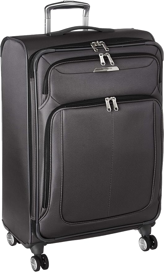 Samsonite Solyte DLX Softside Expandable Luggage with Spinner Wheels, Midnight Black, Checked-Medium 25-Inch