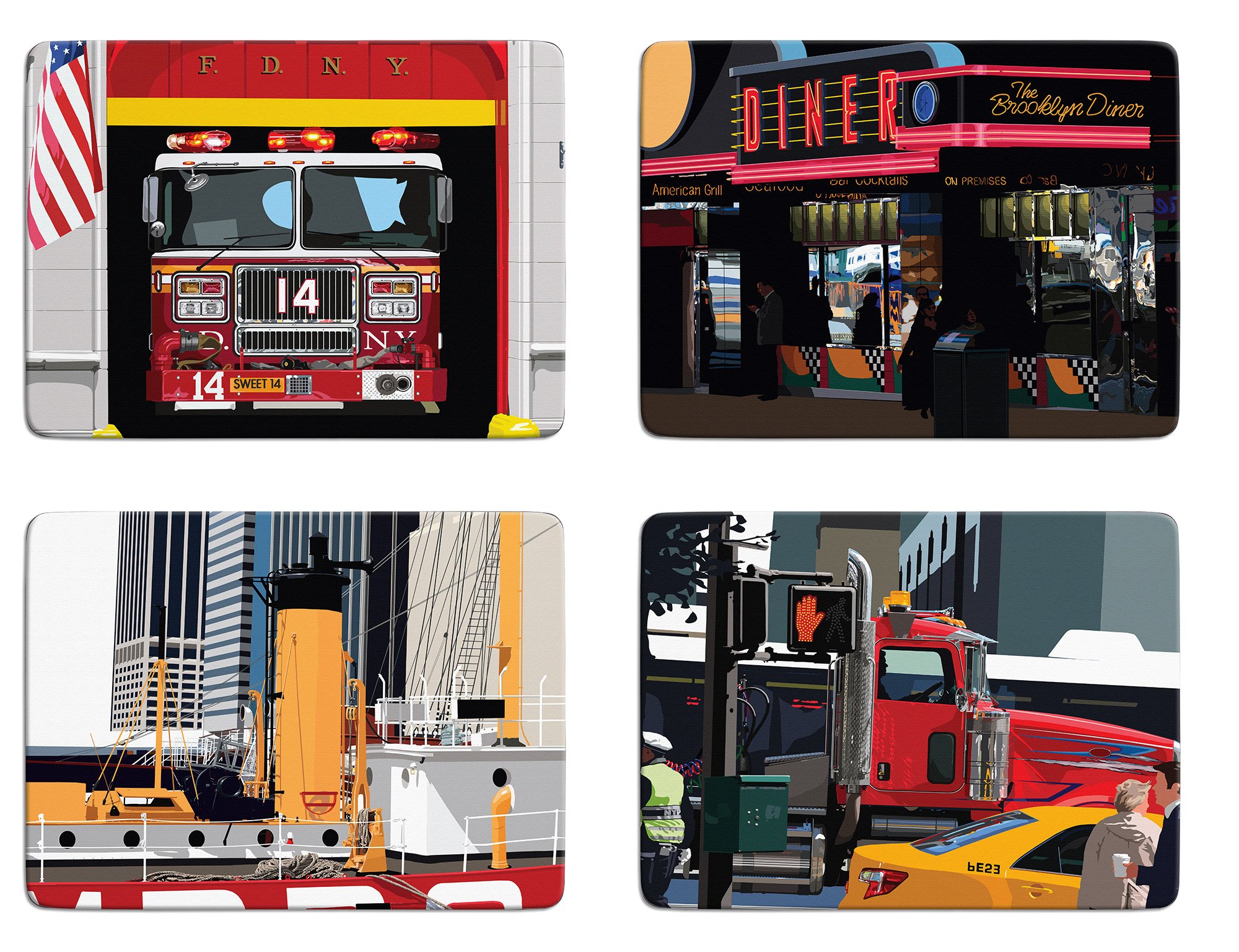 New York Set of 4 Placemats by Leslie Gerry - Set B