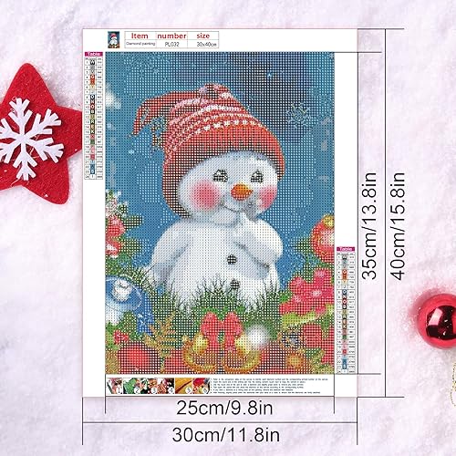 Miniatura 3 de Tontut Kits de pintura de diamantes de Navidad para adultos, muñeco de nieve con diamante redondo completo, pintura de diamante redondo para