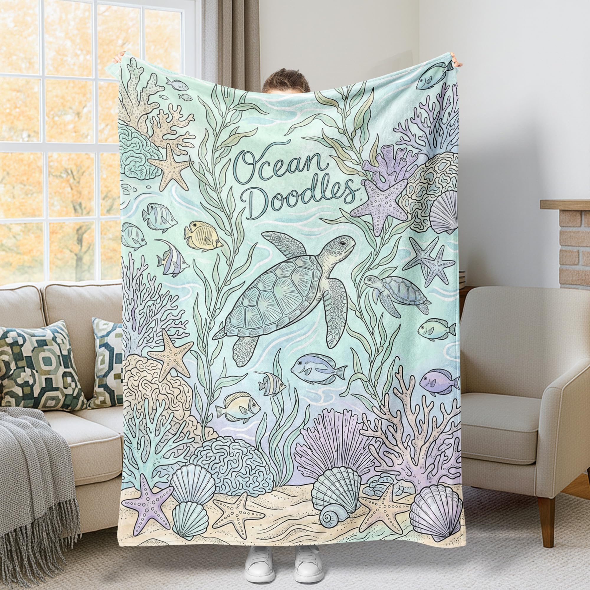 Couverture tortue fantaisie pour vos soirées fraîches sur la chaise longue du jardin