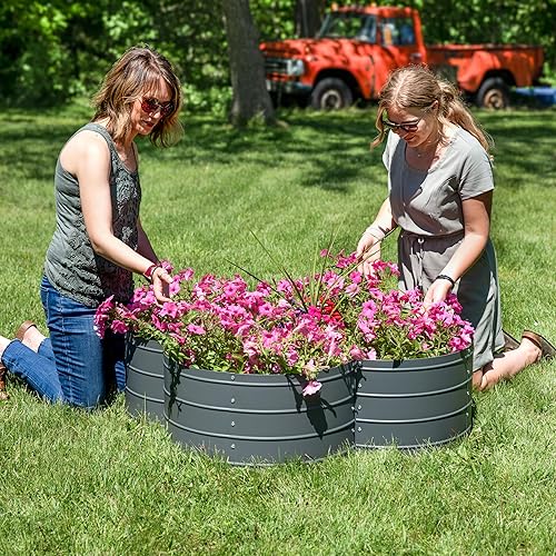 Miniatura 227 de Sunnydaze Cama de jardín de metal elevada de 11.75 pulgadas de alto, cama de jardín elevada galvanizada para exteriores para verduras y flores