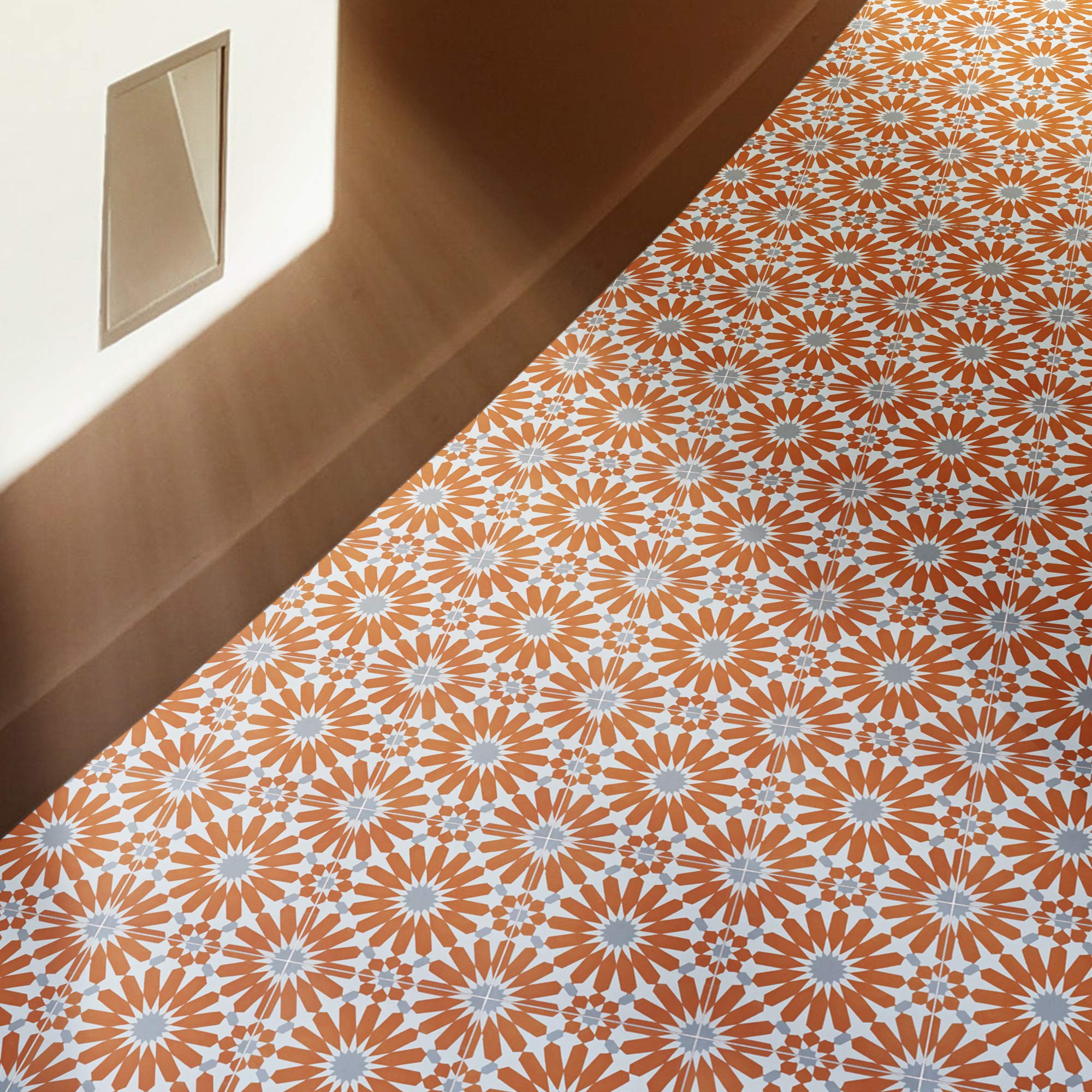 Moroccan Mosaic & Tile House CTP54-02 Alhambra Handmade Cement Tile 8X8 OrangeWhiteGray12 product thumbnail 5