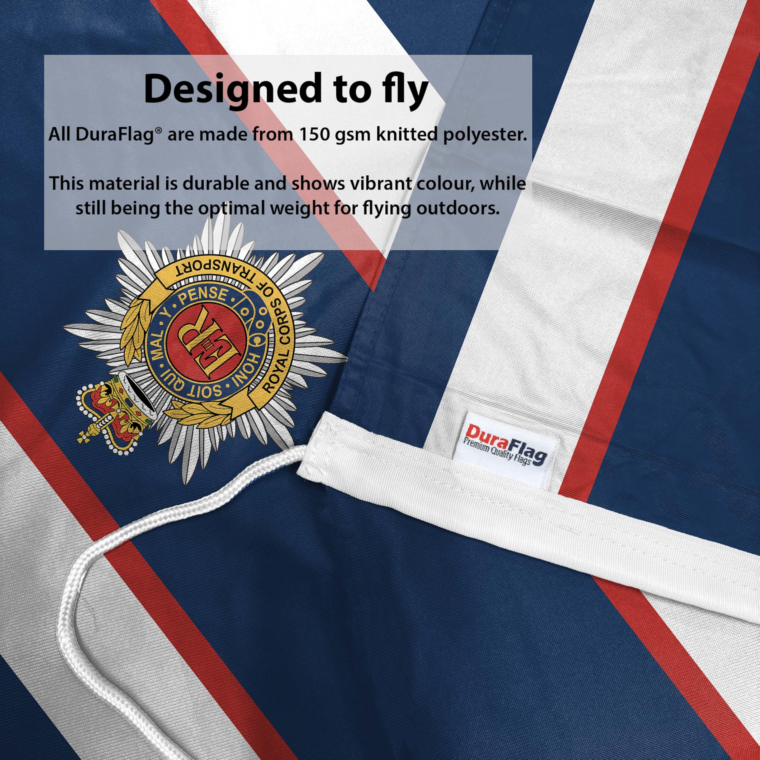 DuraFlag Royal Corps of Transport (RCT) 5ft x 3ft Flag Premium Quality With Rope & Toggle Reinforced Stitching 150cm x 90cm British Army Transport Corps Flag Heavy Duty Polyester - Image 3