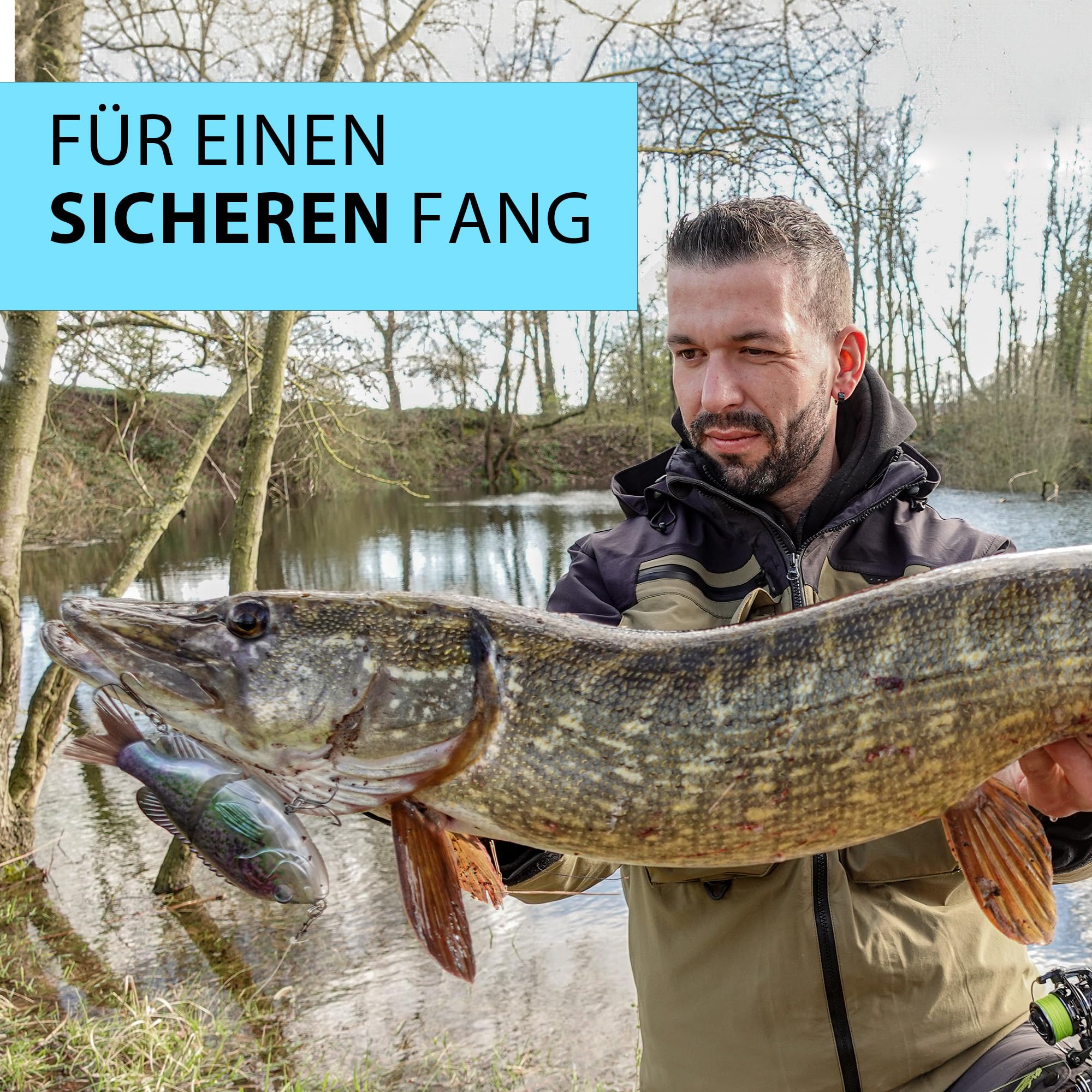 Abhakmatte mit Maßband, 130x30cm, Schwarz-Türkis | XXL Messmatte, Fischschutz-Matte mit Kniepolster, Rollbar & Ultraleicht, Schonend für Schleimhaut