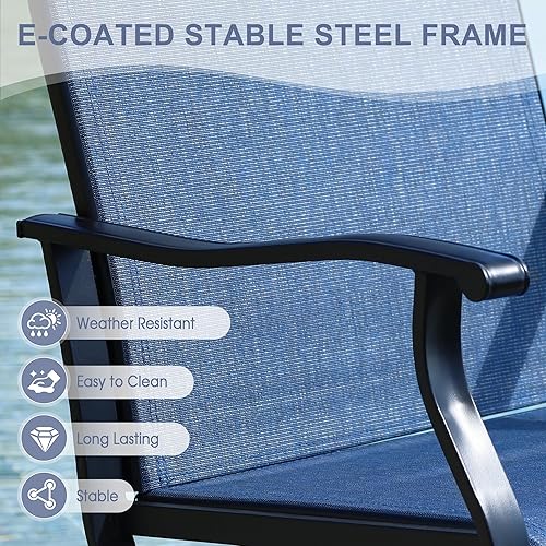 Miniatura 4 de VICLLAX Juego de 2 sillas de comedor giratorias para patio, sillas de comedor giratorias para exteriores con respaldo y asiento transpirables de