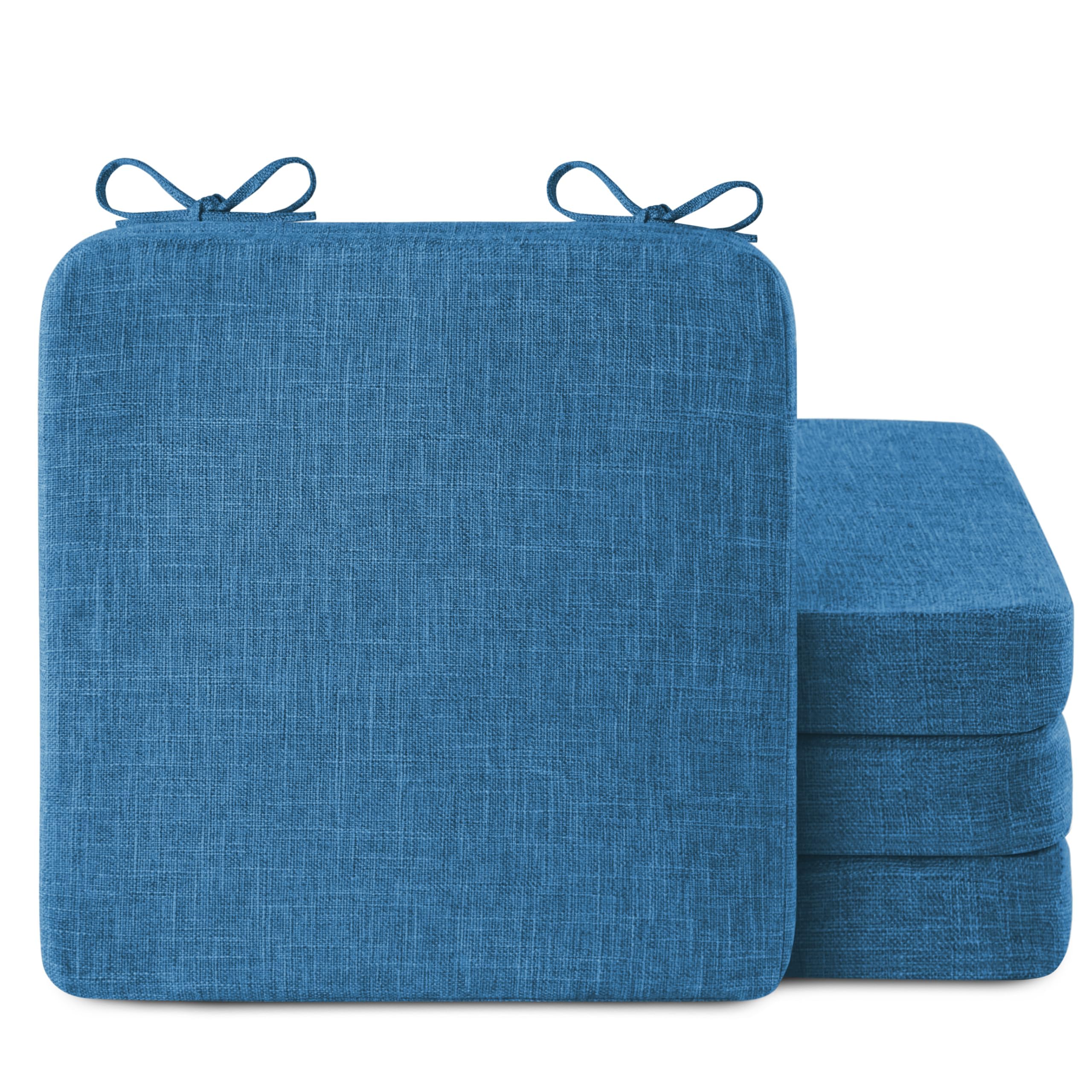 AddGrace Square Chair Cushions for Dining Chairs 16x16x2inch (4, Blue)