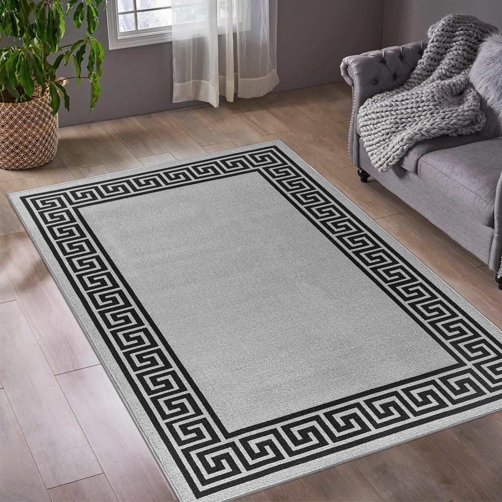 renoazul® Carpet Runners for Hallways Non-Slip Long & Wide Heavy-Duty Plain | 80 x 300 cm Super Absorbent Indoor Stair Carpet and Kitchen Anti-slip Floor Mats - Greeky Rug - Grey & Black — view 81