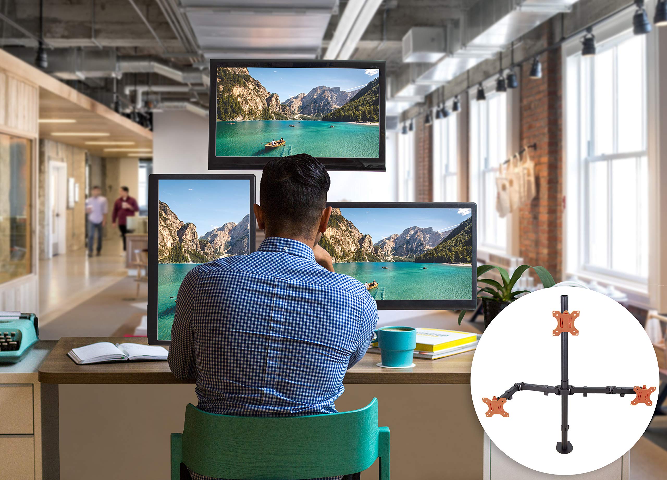 Stand Steady 3 Monitor Desk Mount Stand Height Adjustable Triple