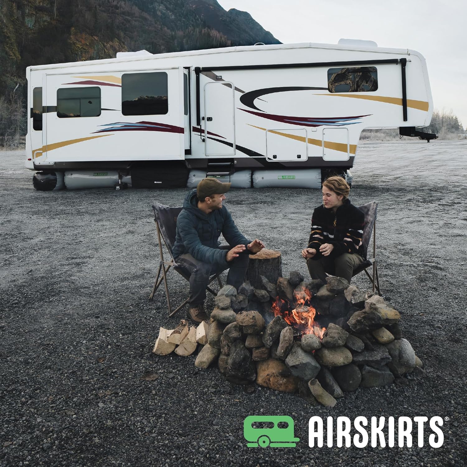 Single-Axle RV Tire Covers for Trailers, RVs, Campers, Waterproof and UV Resistant, Thick Durable Protection, Fits 27"-30" Tires, Trailer Wheel Cover by AirSkirts (Set of 2)