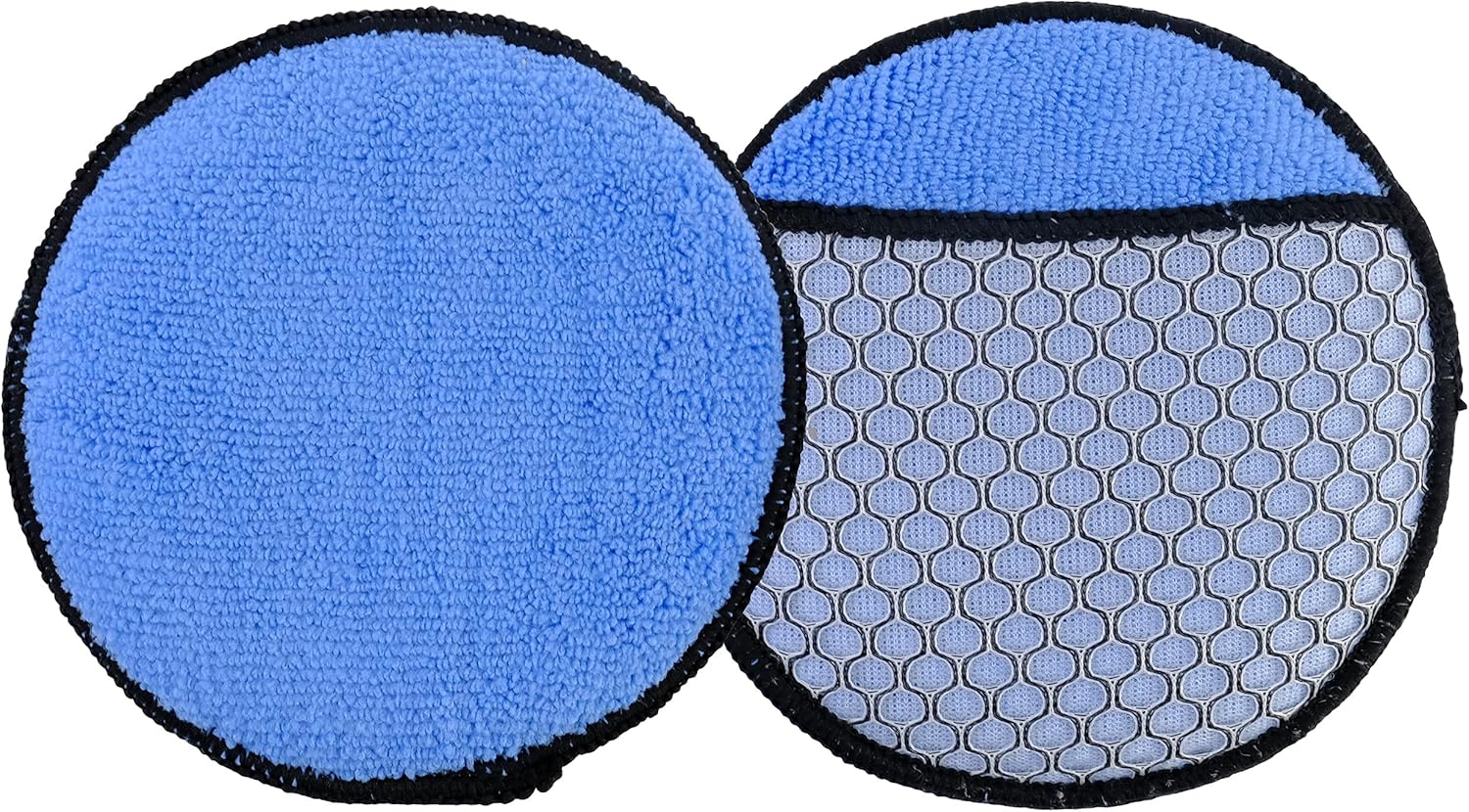 Polyte Microfiber Detailing Wax Applicator Pad with Finger Pocket and Mesh Scrub, 8 Pack (Blue, 5 in)