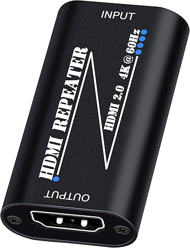 HDMI 2.0 Repeater Extender 4K@60Hz, HDMI Amplifier Signal Booster Plug & Play, for Gaming/Home Theater/Video Meeting/TV, No Power Supply Port