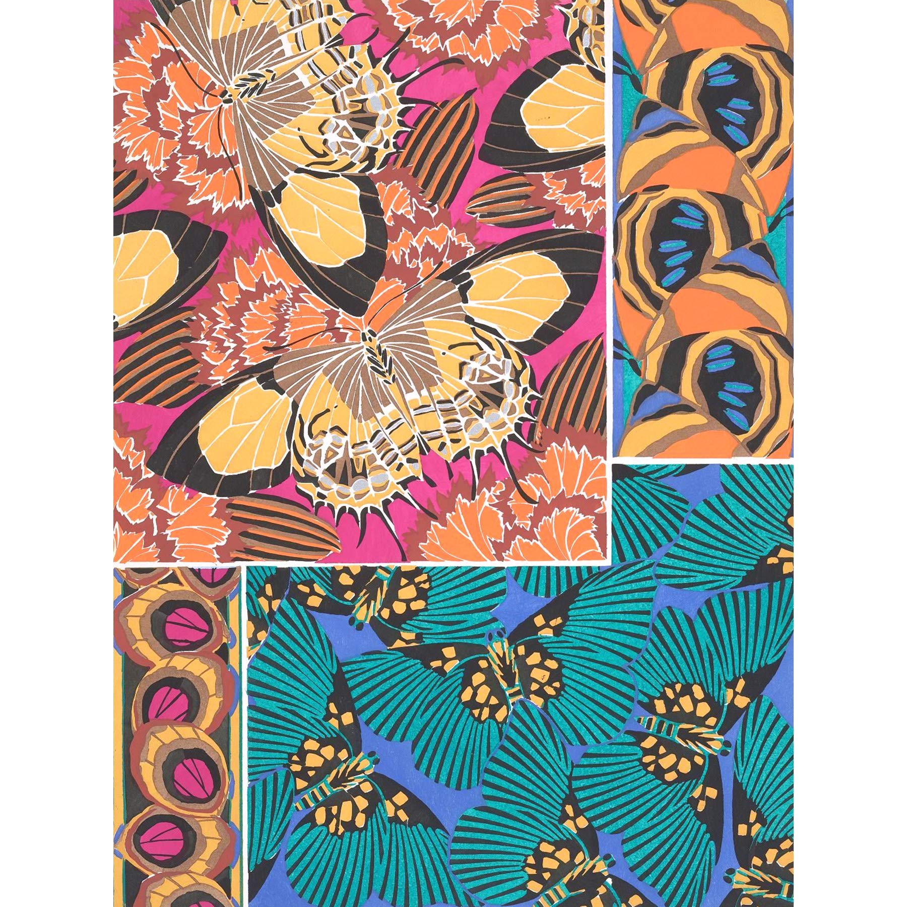 Wee Blue Coo Butterflies Wings Colourful Collage Art Print Poster Wall Decor