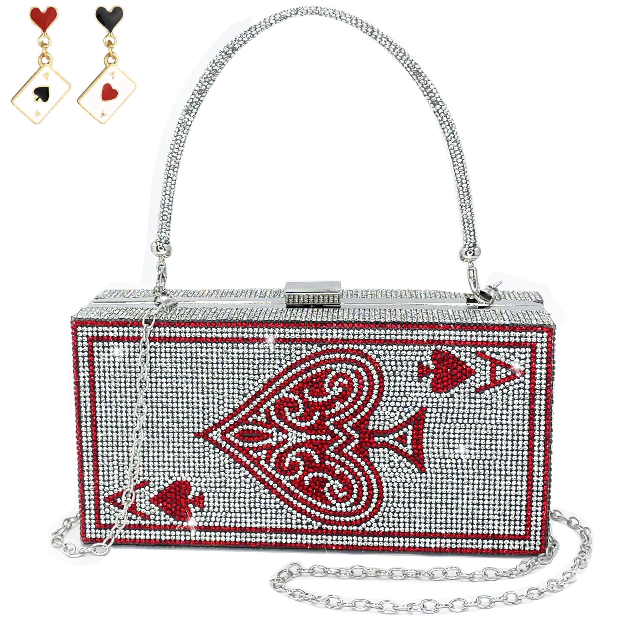 pearl&she Diamond Women Evening Handbags Purse Minaudiere Clutch Bag,Stack of Cash Dollars Crystal Clutch Purses