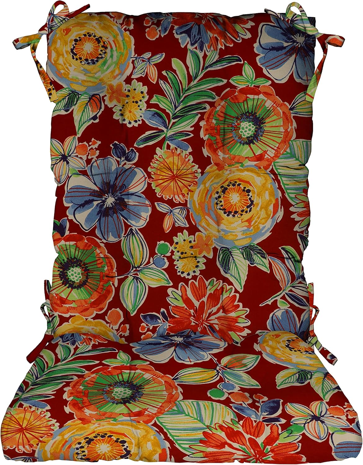 RSH Décor Indoor Outdoor Tufted Rocker Rocking Chair Pad Cushions, Choose Size and Color (Large, Colsen Berry)