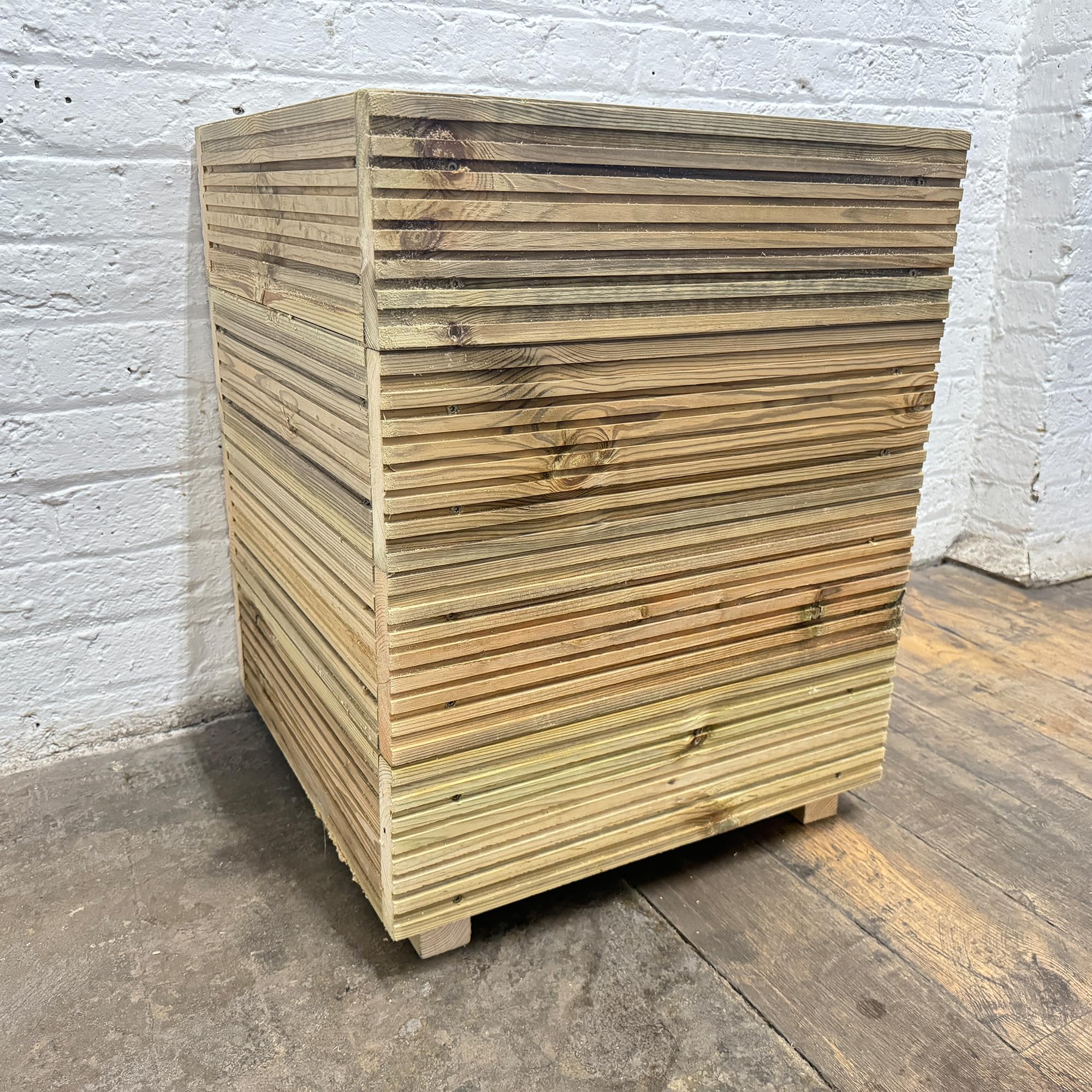 Cutncraft Designs Large Tall Box Wooden Decking Patio Planter Trough 50x50x63cm ideal for Small trees and shrubs