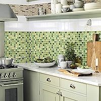 Vista 7 de Adhesivos decorativos para azulejos, lámina de azulejos ignífugos para salpicaduras en muro (verde) (10, 5.28 x 14.8 pulgadas)