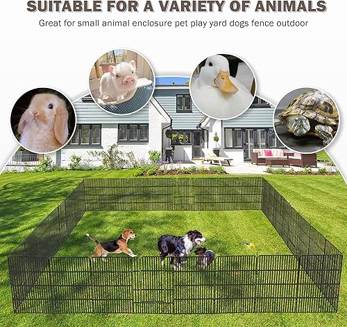 Miniatura 5 de Corralito de metal para perros de 32 paneles de 24 pulgadas de altura, corral de ejercicio con 4 puertas para perros pequeñosmedianosmedianos, patio