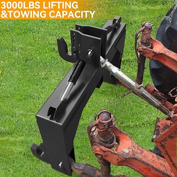 YINTATECH 3 Point Quick Hitch fits Cat 1 with 2 Receiver, 3000lbs | Tractor 3 Pt Hitch Attachments with 5 Level Adjustable Bolt, Black