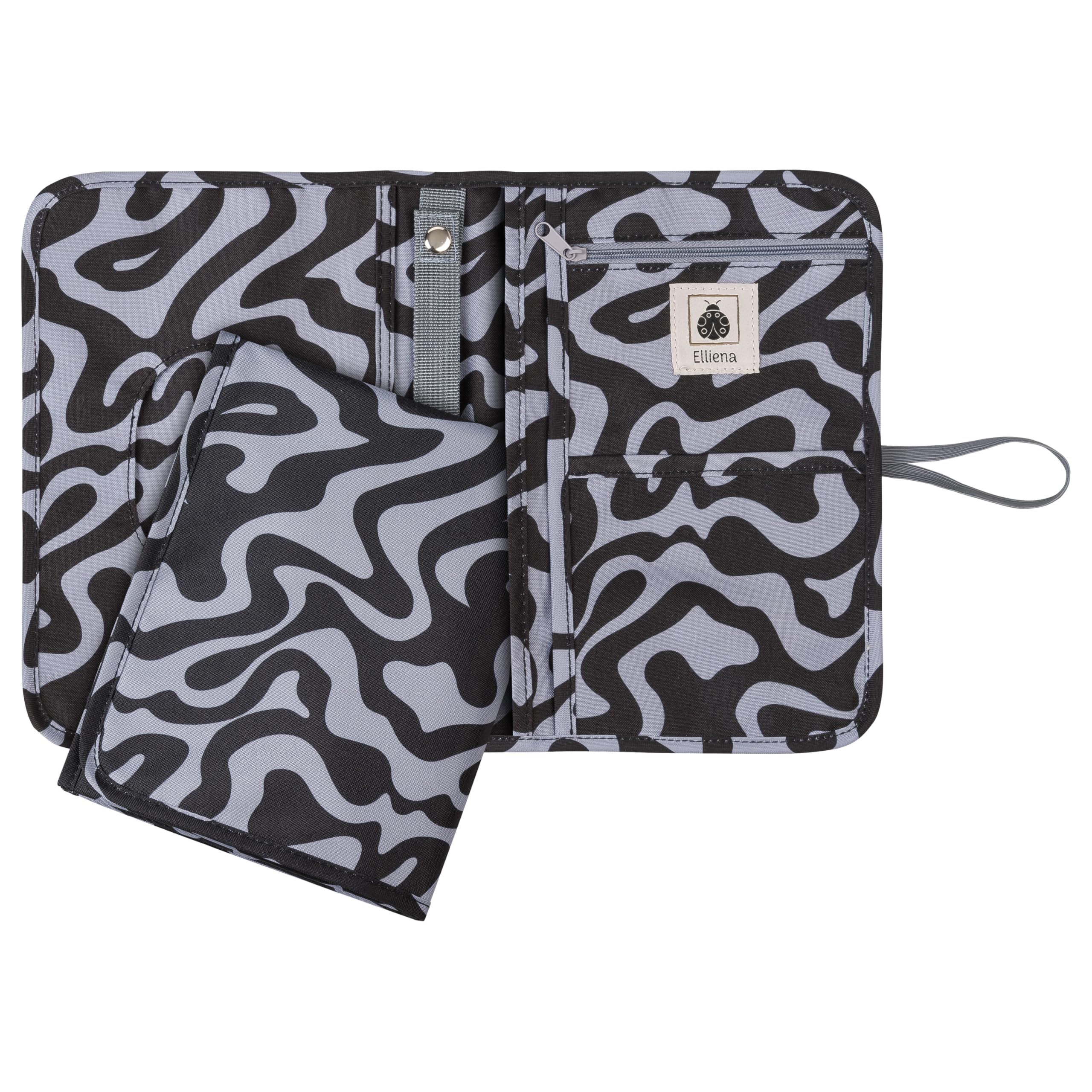 Elliena Windeltasche mit Unterlage für unterwegs, verstärktem Gummiband und Klettverschluss