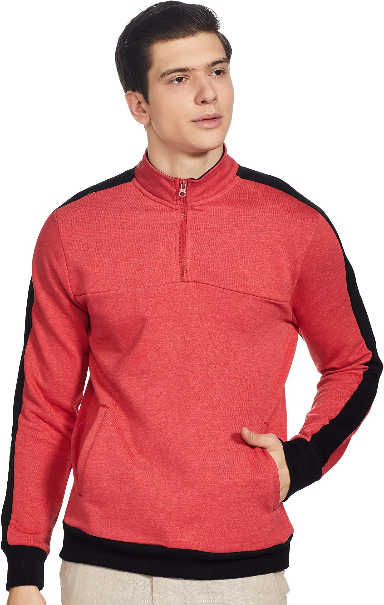 Amazon Brand - Symbol Men Cotton Blend High Neck Sweatshirt