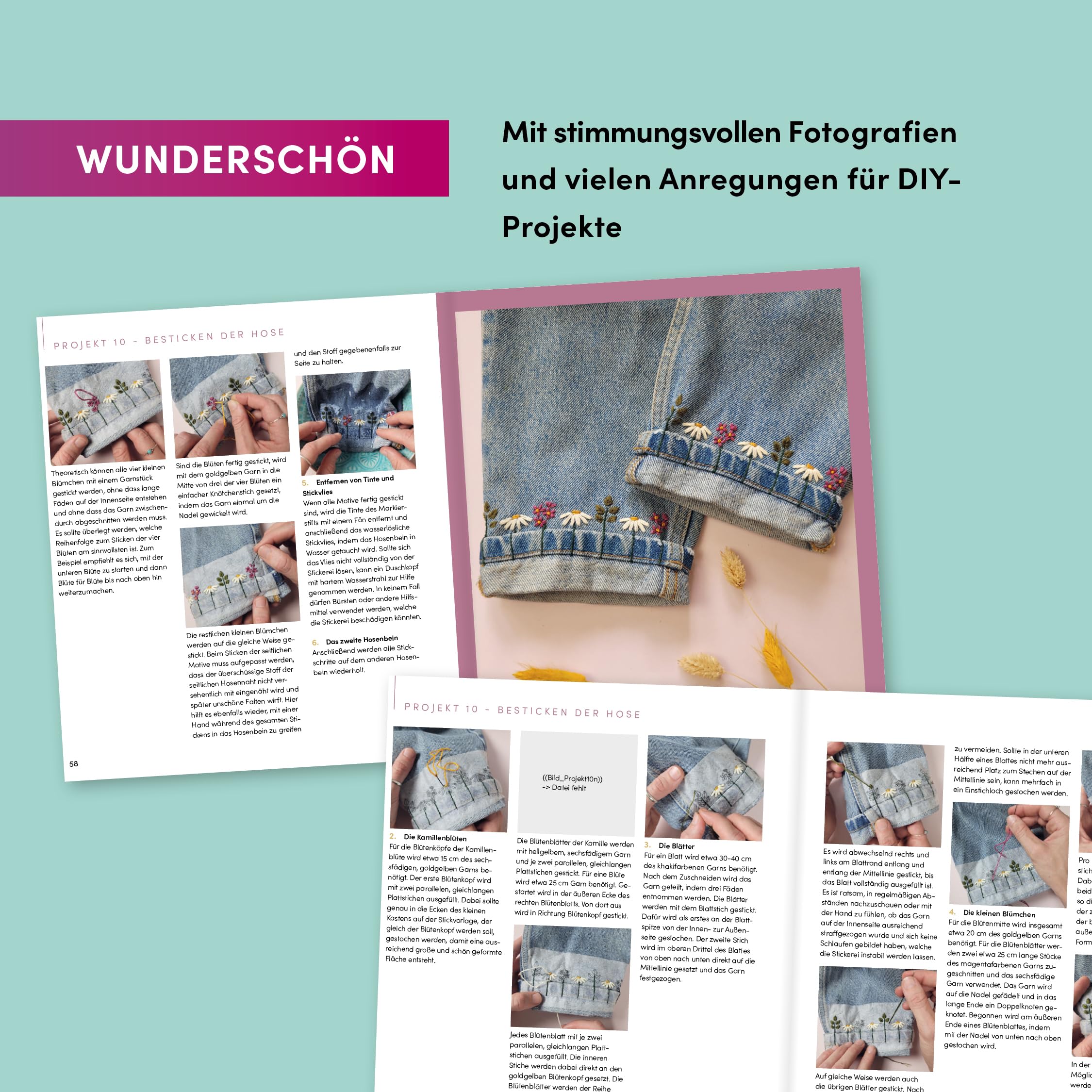 Let's Stitch Flowers by @fredi_boldt: Florale Stickereien auf Kleidung, Taschen und mehr