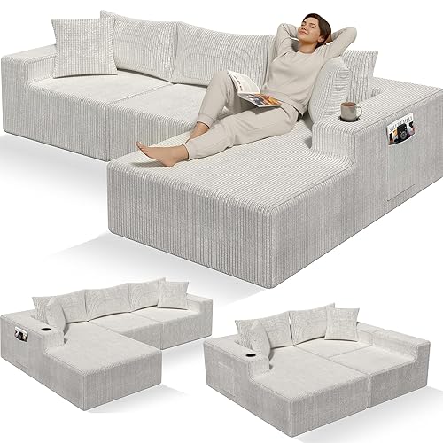 EconoHome Boneless Cloud Sectional Sofa - Plush Deep Seat L-Shaped