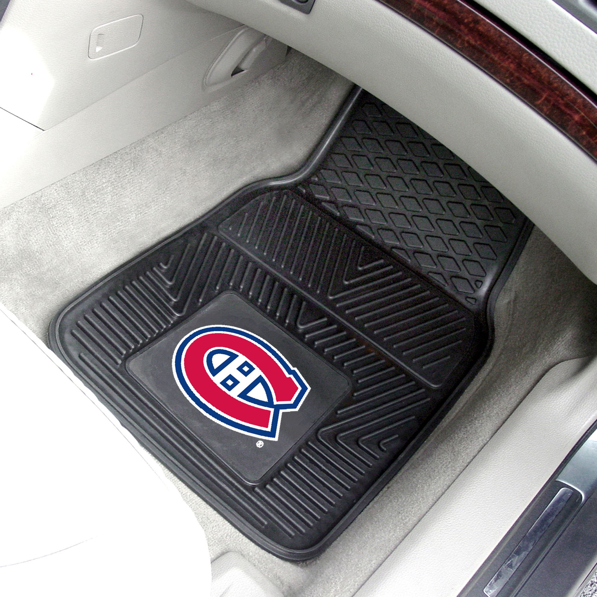 FANMATS 10407 Montreal Canadiens 2-Piece Heavy Duty Vinyl Car Mat Set, Front Row Floor Mats, All Weather Protection, Universal Fit, Deep Resevoir Design