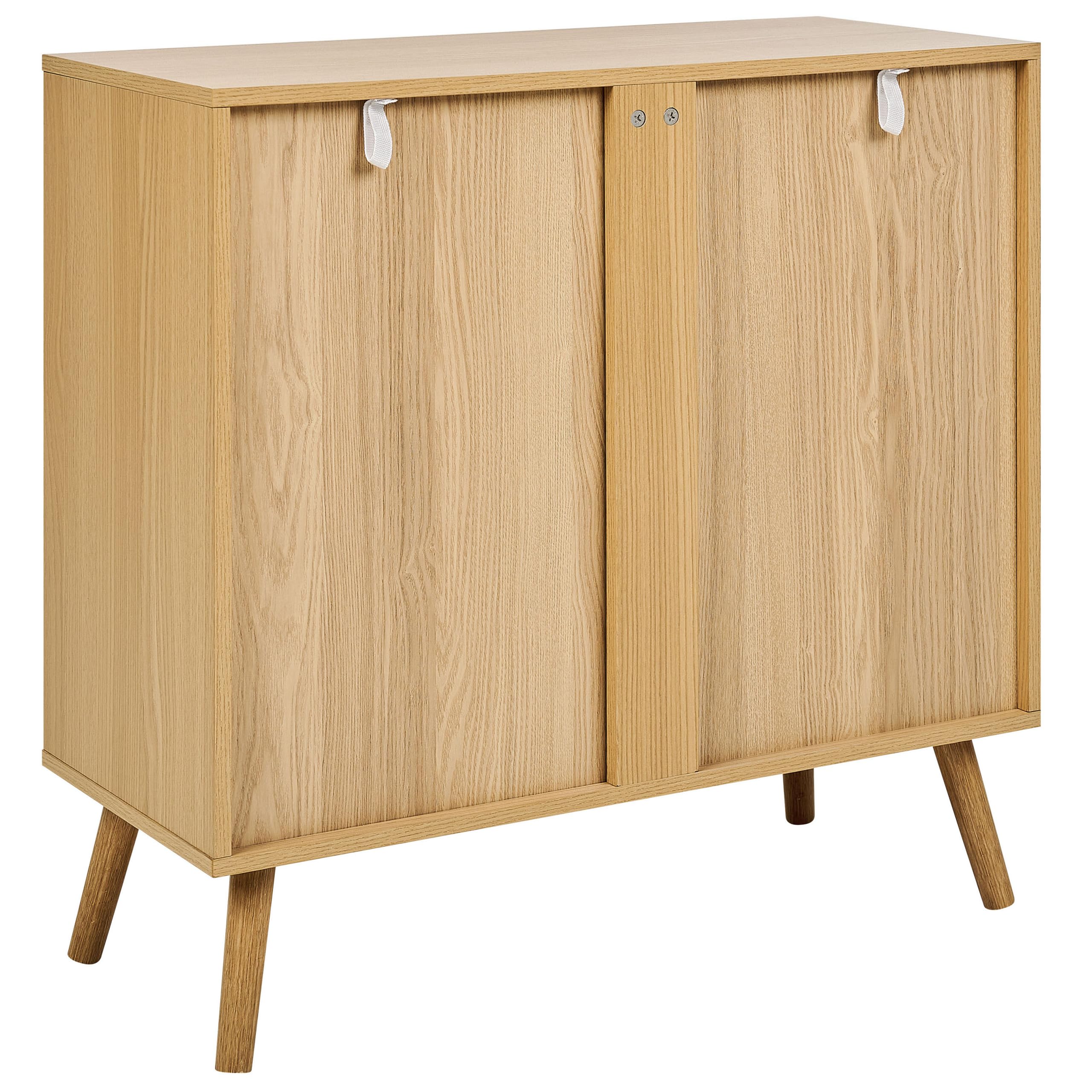 Beliani Buffet à 2 Portes Particules Bois et Rotin Clair avec Etagère Rangement Hodgen